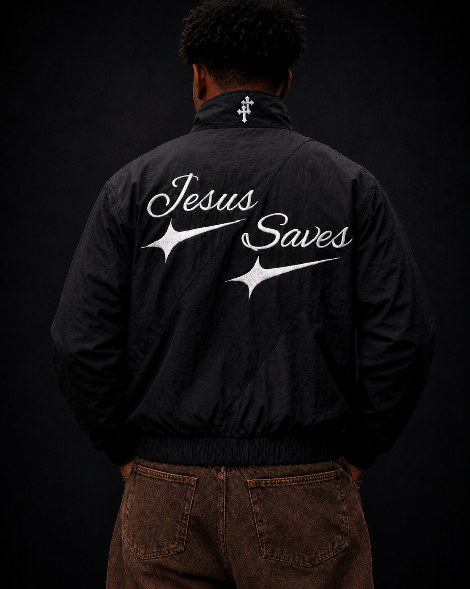 "Jesus Saves" Windbreaker